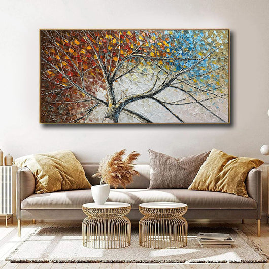 Cuadro Abstracto Moderno con Textura de Paleta - Árbol de la Fortuna Óleo sobre Lienzo - Image 6