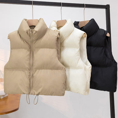 Chaleco Acolchado de Plumón para Mujer con Cuello Alto Grueso y Cálido - Image 24