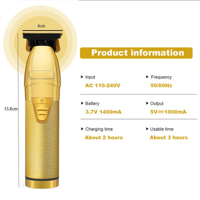 Gold electric hair clipper with a textured grip and visible model number '69' and 'MADE IN CHINA' text. - Image 8