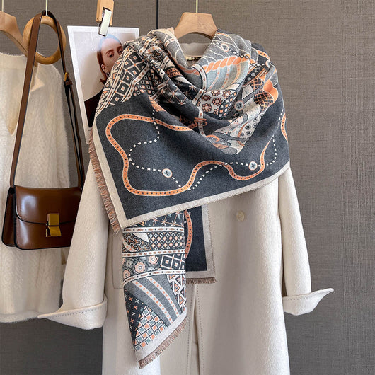 Bufanda de Imitación Cashmere con Estampado de Caballos - Versión Extendida y Reforzada - Image 13