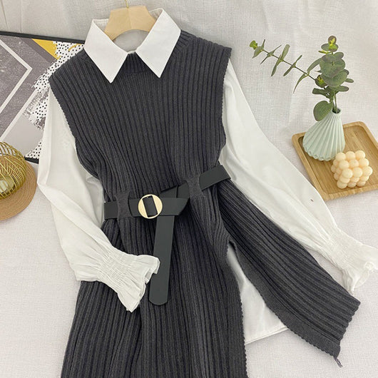 Conjunto Ejecutivo: Chaleco Tejido + Camisa de Temperamento para Mujer - Image 14