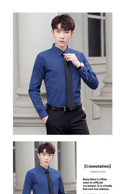 Camisa Blanca Manga Larga Slim Fit para Hombre - Versátil y Elegante - Image 17