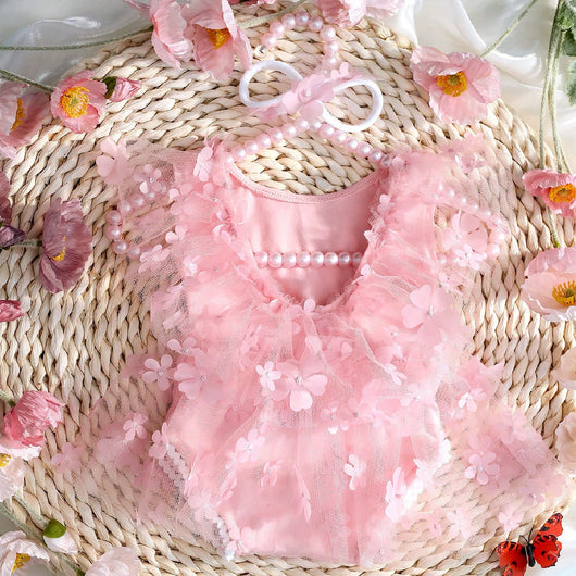 Vestido de Encaje Floral Blanco para Recién Nacida - Image 16