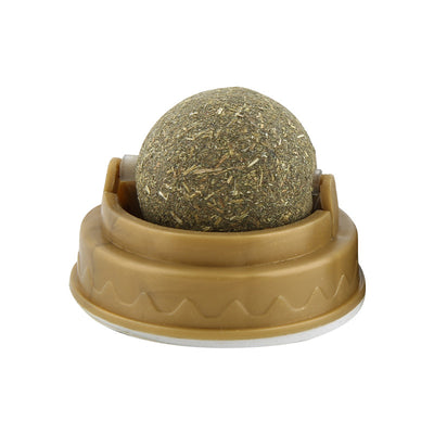 Catnip ball with a rotating base, designed for cats as a treat and molar teeth cleaning toy. - Image 10
