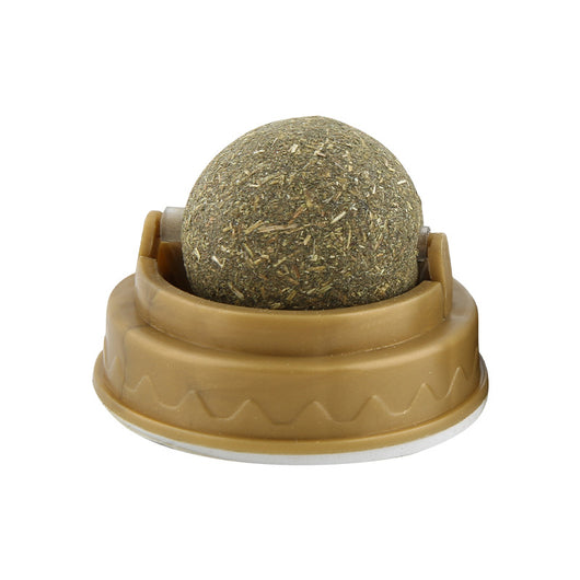 Catnip ball with a rotating base, designed for cats as a treat and molar teeth cleaning toy. - Image 10