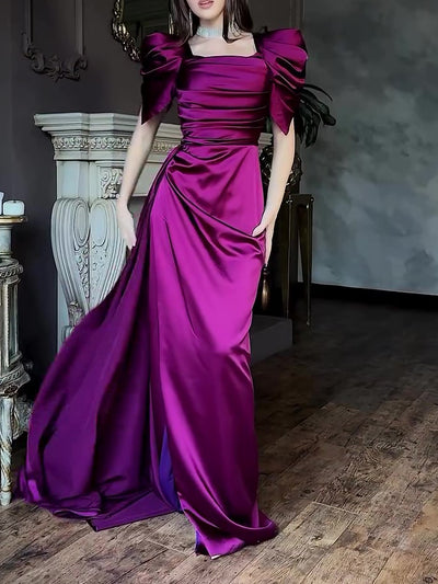 Vestido Maxi Elegante con Mangas Abullonadas y Abertura - Image 4