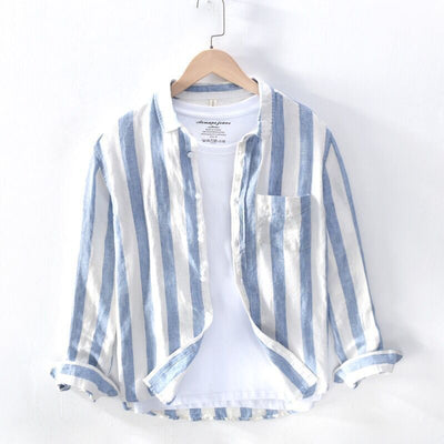 Camisa Manga Larga Estilo Hong Kong para Hombre - Tela Ligera Primavera Verano - Image 6