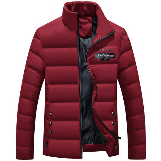 Chaqueta Casual de Algodón con Cuello Elevado para Hombre - Talla Grande