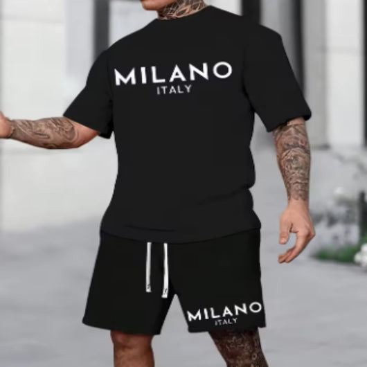 Traje Clásico de Cuello Redondo y Manga Corta Estilo Europeo