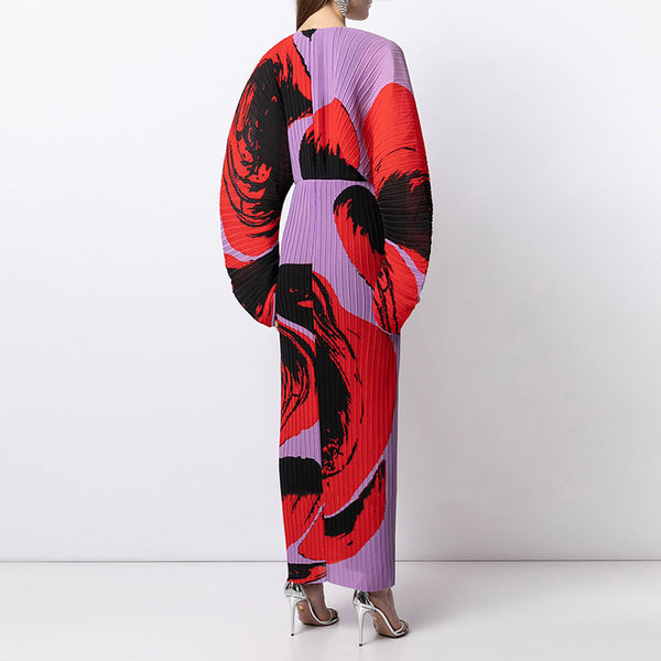 Vestido Holgado Manga Larga con Estampado Texturizado