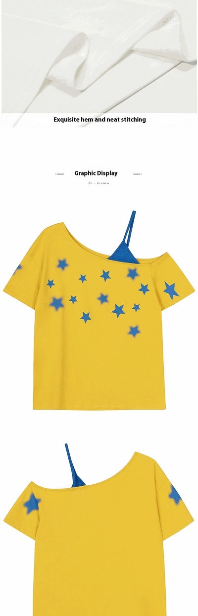 Playera Estrellas con Hombro Descubierto para Mujer - Image 11
