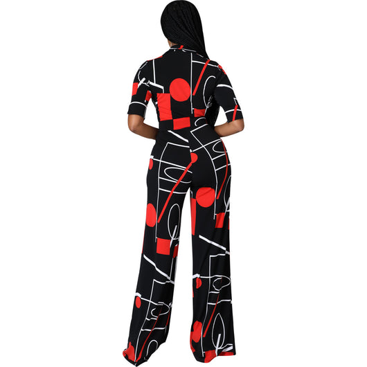 Jumpsuit Largo para Mujer con Estampado Digital Escote V - Image 11