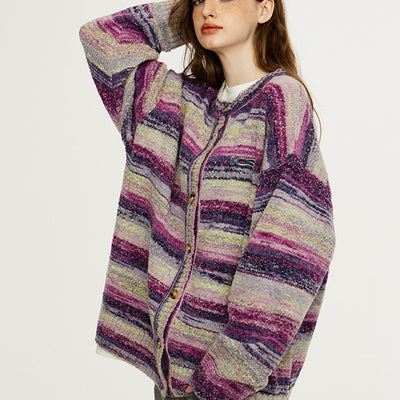 Cardigan de Rayas Degradadas en Colores Vibrantes