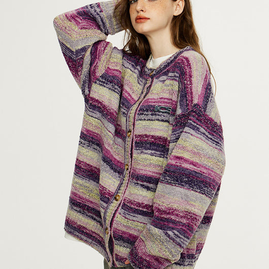 Cardigan de Rayas Degradadas en Colores Vibrantes