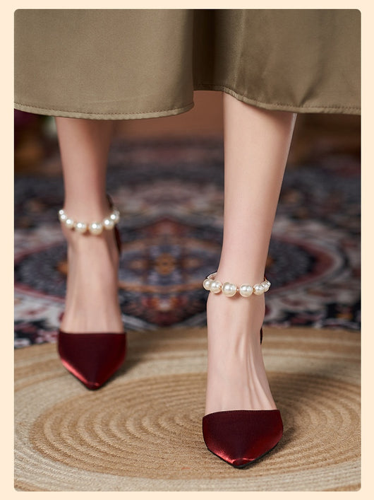 Sandalias de Perla con Tacón Stiletto para Mujer - Talla Pequeña - Image 20