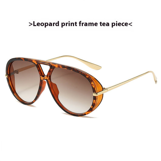 Retro aviator sunglasses with bright black frames, vibrant orange lenses, and sleek gold-colored metal temples. - Image 11