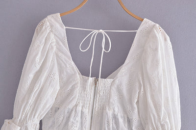 Blusa con Encaje Bordado, Moño y Mangas Abullonadas - Image 15