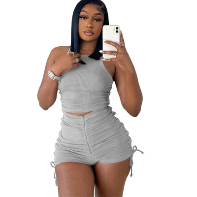 Conjunto Casual de Dos Piezas con Chaleco y Shorts Plisados - Image 7
