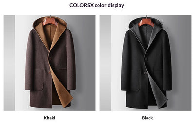 Abrigo de Lana Reversible para Hombre con Capucha - Image 15