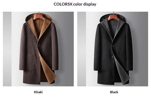 Abrigo de Lana Reversible para Hombre con Capucha - Image 15