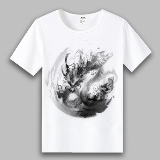 Playera Hombre Estilo Tinta China Paisaje Oriental