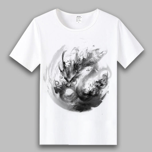 Playera Hombre Estilo Tinta China Paisaje Oriental
