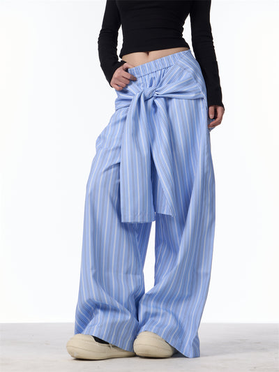 Pantalones Anchos a Rayas de Contraste Retro - Cómodos y Versátiles - Image 4