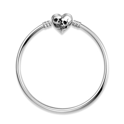Pulsera de Plata Esterlina S925 Cadena Hueso de Serpiente con Calavera Doble - 3MM - Image 6