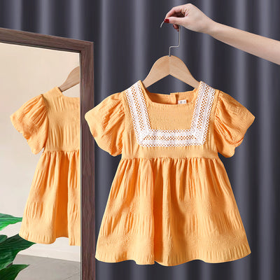 Vestido Floral de Princesa con Manga Corta para Niñas - Image 14