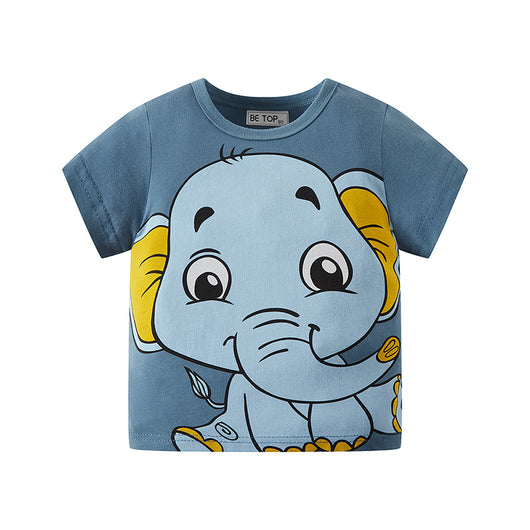 Playera Infantil Manga Corta con Estampado de Elefante Cartoon - Image 5