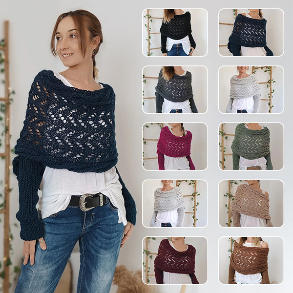 Chal Tejido Cálido Otoño-Invierno con Mangas Caladas para Mujer