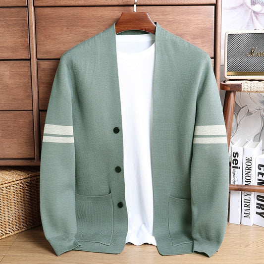 Suéter Abrigo Hombre Invierno Tejido Grueso Jacquard Manga Larga