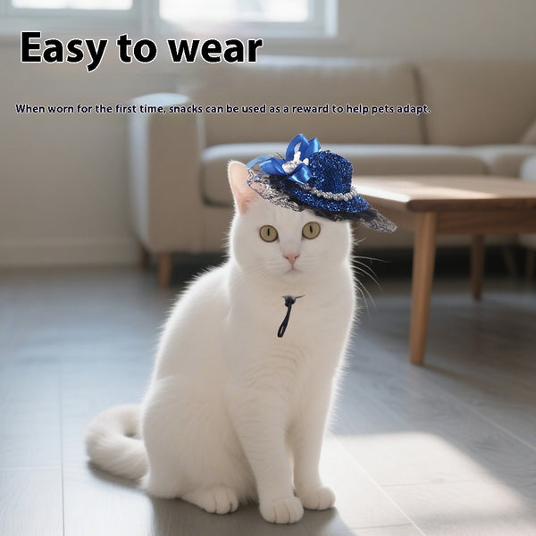 Sombrero de Encaje para Gatos - Accesorios para Sesiones Fotográficas y Disfraces