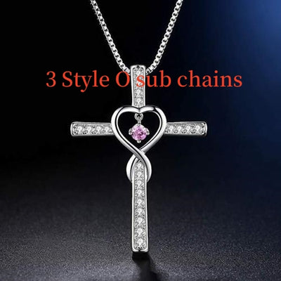 Collar Colgante Cruz Cristiana Fe y Amor Infinito con Piedra de Nacimiento - Image 9