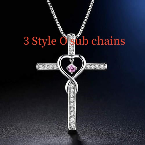 Collar Colgante Cruz Cristiana Fe y Amor Infinito con Piedra de Nacimiento - Image 9