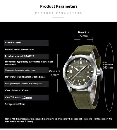 Reloj Mecánico Automático Retro Cuero Genuino Estilo Ejecutivo - Image 22