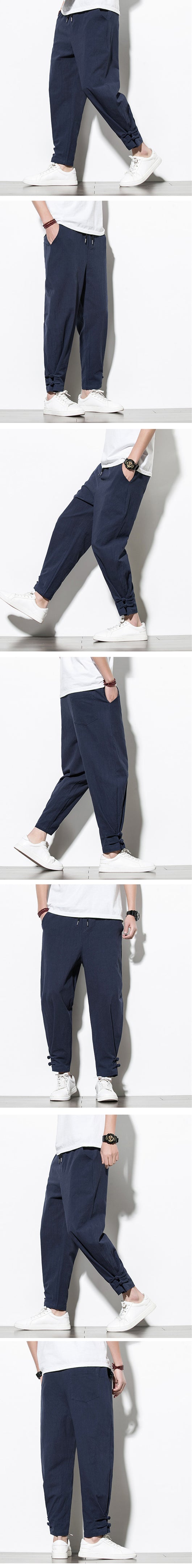Pantalones Deportivos Hombre Algodón Lino Estilo Asiático - Image 4