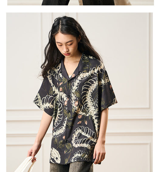 Camisa Cubana de Manga Corta con Patrón de Hueso de Serpiente - Diseño Original - Image 32