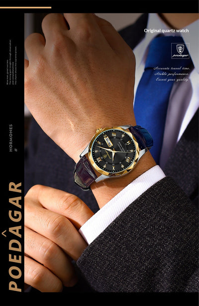 Reloj para Hombre con Correa de Cuero y Movimiento de Cuarzo - Image 19