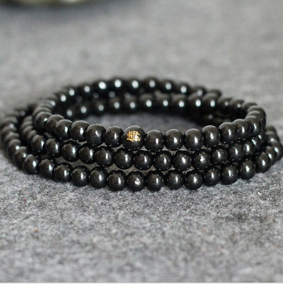 Pulsera de 108 Cuentas de Ébano 6MM con Carácter Chino Fo - Image 6