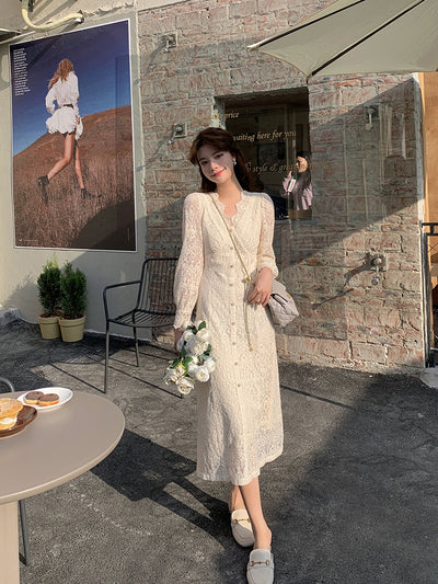 Vestido Francés Elegante para Mujer con Encaje Delicado - Image 7