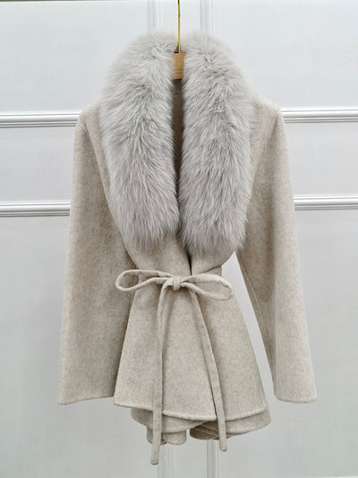 Abrigo Reversible de Cashmere y Piel de Zorro Midi para Invierno - Image 10