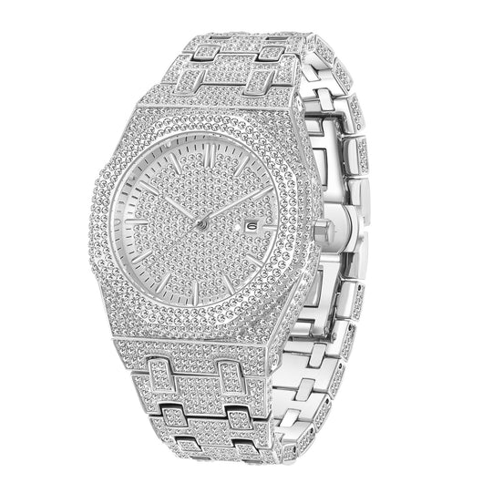 Reloj de Cuarzo para Hombre con Escala Árabe y Diamantes Hip Hop Europeo - Image 6