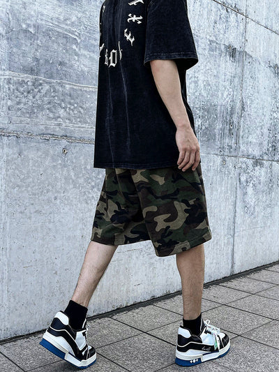 Pantalones Cargo Camuflaje Desgastado con Cordón Ajustable - Image 6