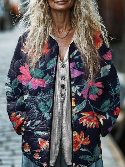 Chaqueta Acolchada de Algodón para Mujer con Estampado Floral Digital - Image 22
