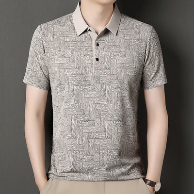 Camiseta Fresca de Seda de Hielo con Estampado Moderno para Hombre - Image 8