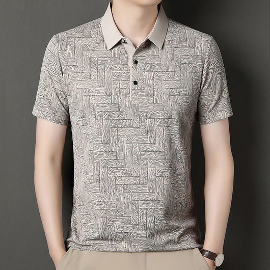 Camiseta Fresca de Seda de Hielo con Estampado Moderno para Hombre - Image 8