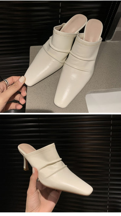 Zapatos de Cuero Vacuno con Punta Cerrada y Tacón Fino Plisado - Image 13