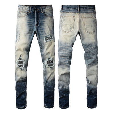 Jeans Rotos Estilo Americano para Hombre con Parches