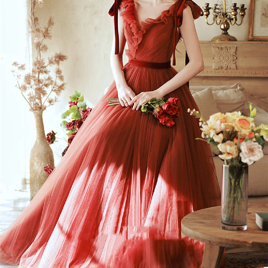 Vestido de Compromiso Rojo Elegante para Mujer - Image 11